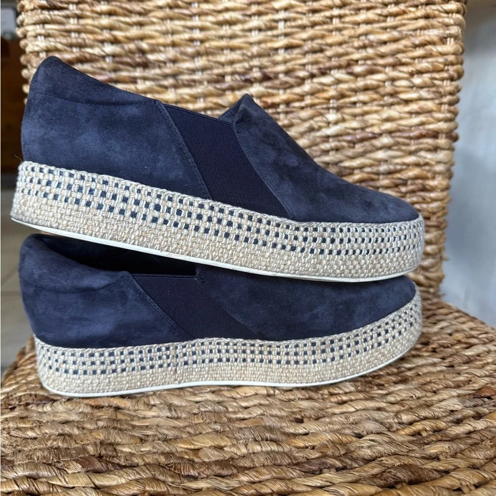 Women’s Vionic Wilden Black Suede Slip-On Platform Espadrille Loafers